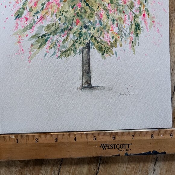 Whimsical Rainbow Flower Tree - Original Watercolor 9"x12" - Picture 5 of 8